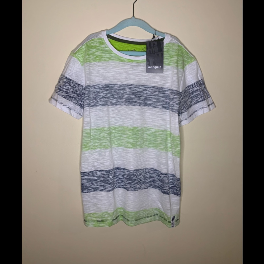 MANGUUN ORGANIC SPACEDYE STRIPED BURNOUT TEE SHIRT